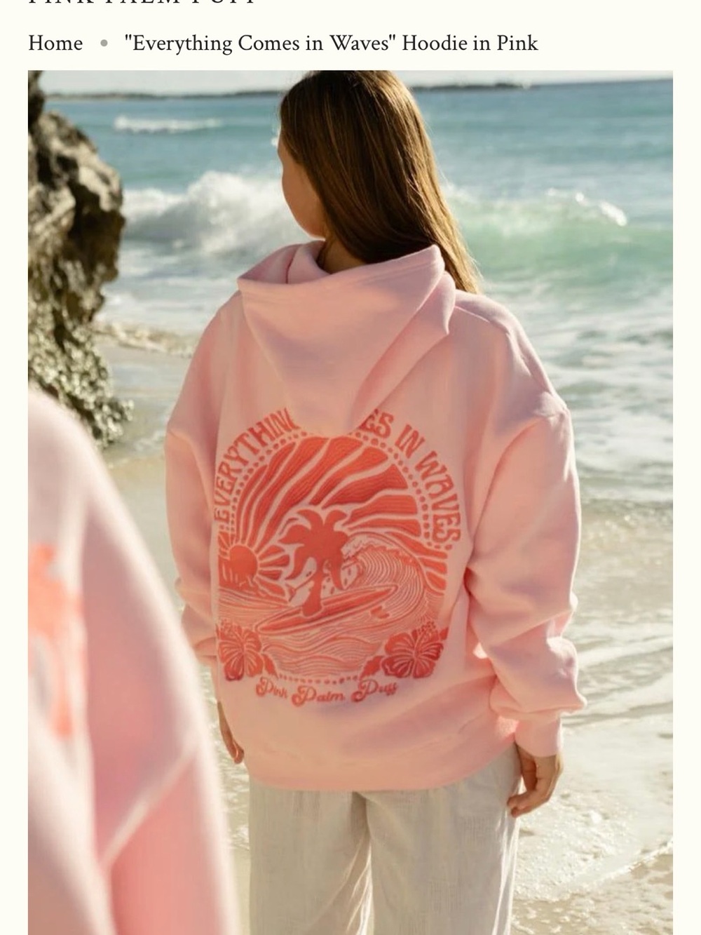 Everything Comes in Waves Hoodie in Pink
